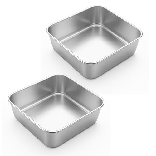 2 Pack 6 x 6 Inch Square Baking Cake Pan (6'' x 6'')