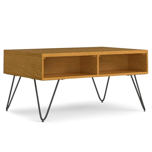 Hunter 36" Wide Oak Veneer Metal Rectangular Coffee Table in Oak