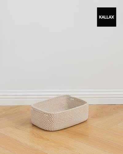 Small Woven Storage Basket for Organizing (Brown / 12"L x 8"W x 4.5"H)