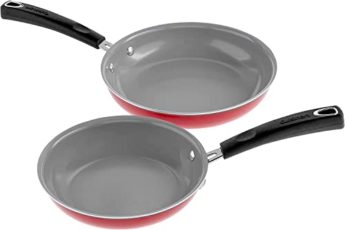 54C-11R 11-Piece Ceramica XT Nonstick Cookware Set, Red/Stainless Steel (Red w/Grey Interior / Cookware Set)