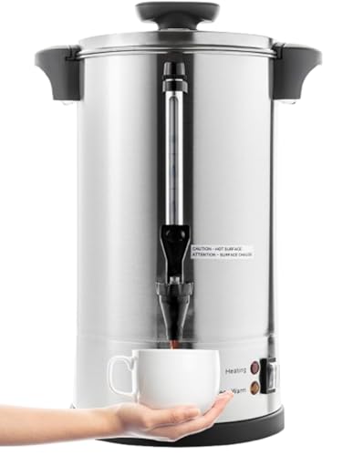 SR-CP-50B Commercial Grade Stainless Steel Percolate Coffee Maker Hot Water Urn for Catering, 50-Cup 8 L, Metallic (8L Metallic)