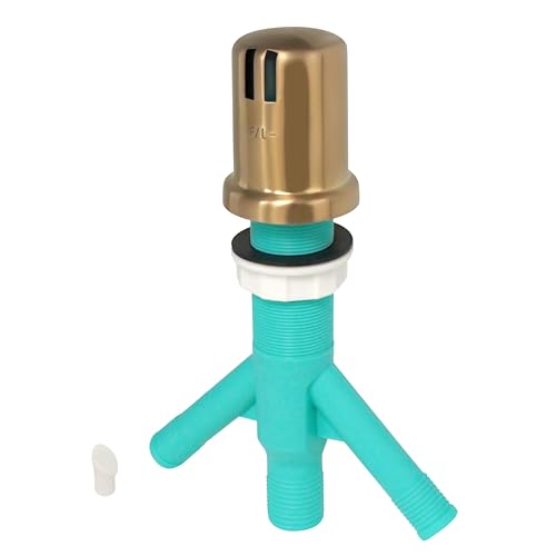 Dual Air Gap with Brushed Bronze Brass Cap for Double Drawer or Two Separate Dishwashers with Skirted Cap and Extra Long Thread for Thick or Thin Countertops (AG200-804)