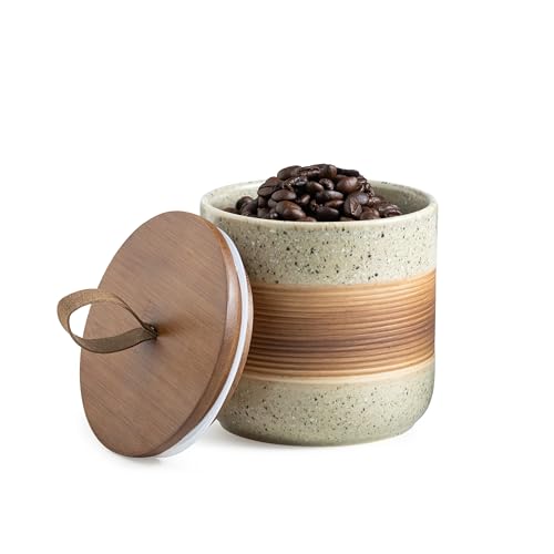 Ceramic Coffee Jar for Coffee Bar (Beige / 18 fl.oz)