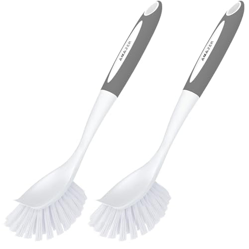 Dish Brush with Handle (Grey+grey / 2 Pack)