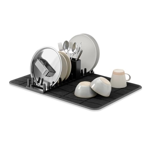 Udry Dish Drying Rack with Microfiber Mat (24" x 17" / Black)