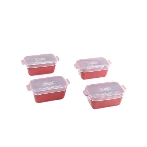 5"x3" Ceramic Baking Dishes with Lids (Cranberry / 5"x3" - MADE IN USA)