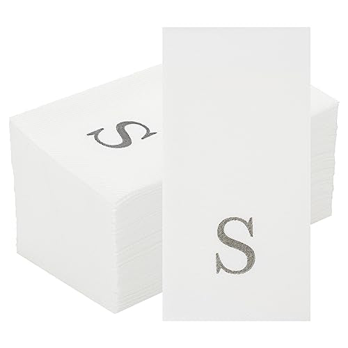Silver S White Linen Feel Guest Towel Napkin (Silver / 2000 Count / S)