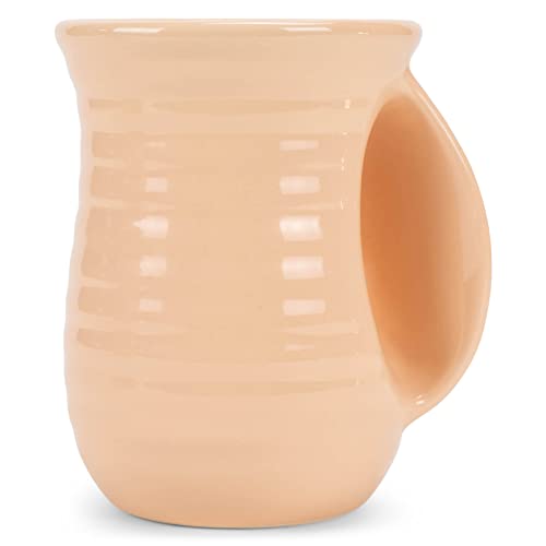 Ribbed 14 ounce Ceramic Stoneware Handwarmer Mug (14 Ounces / Blush Pink)