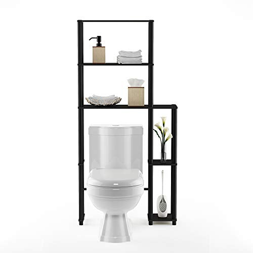 Turn-N-Tube Over The Toilet Storage, 5 Shelves Bathroom Organizer Space Saver Rack, Espresso/Black (Espresso/Black / Side Rack)