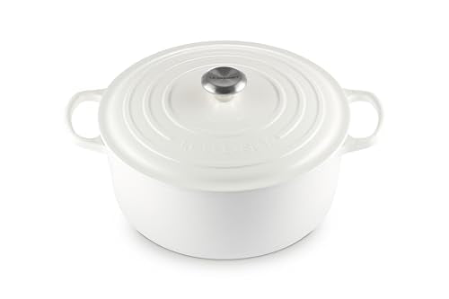 Enameled Cast Iron Round Dutch Oven (White / 9 Qt)