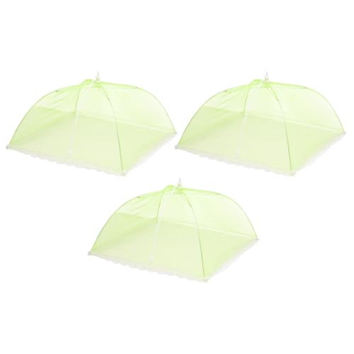 3 Pcs Large and Tall Food Covers 17" Mesh Food Covers for Outdoors Collapsible Food Protector Covers Tent for Parties Outdoor Picnics BBQs (17" / Green)