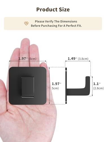 Square Self Adhesive Towel Hooks (Black / 4 Pack)