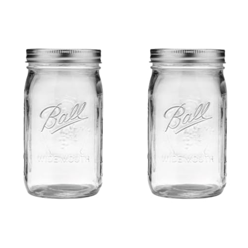 Wide Mouth Glass Mason Jars with Lids and Bands (Clear / 32 Ounce (Pack of 2))
