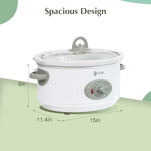 3.5 Quart Slow Cooker with 3 Heat Settings (Ivory White)