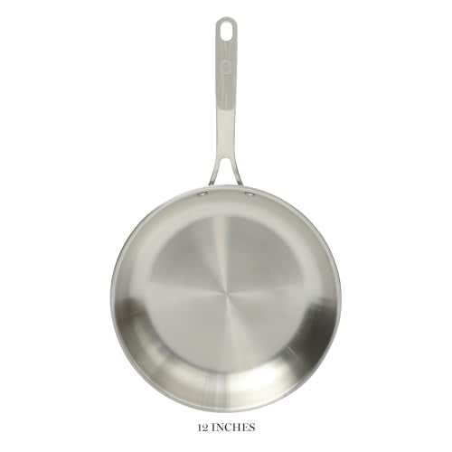 Castelle Large 12" Stainless Steel Frying Pan Non Toxic Fry Pan Skillet (Stainless Steel / 12" Frying Pan)