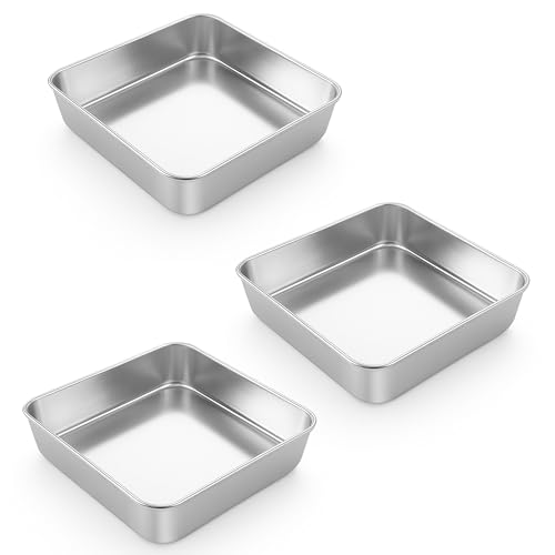 3 Pack 8 x 8 Inch Square Baking Cake Pan (8'' x 8'')
