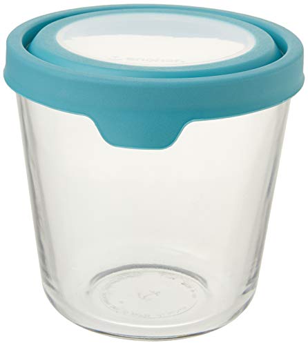 Trueseal Glass Food Storage Container with Airtight Lid (7 Cup Tall (Mineral Blue))