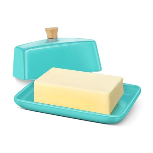 Large Ceramic Butter Dish with Lid for Countertop (Blue / Large)