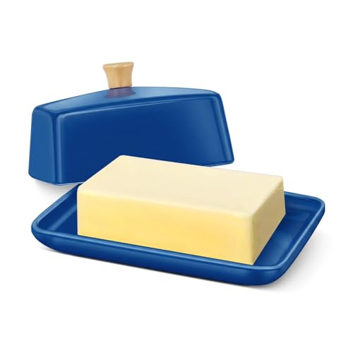 Extra Large Ceramic Butter Dish with Lid (Dark Blue / Extra Large)