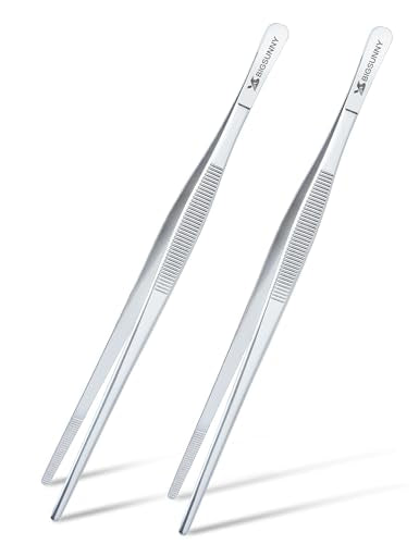 2 Pcs 8.5 Inch Kitchen Tweezers Fine Tweezer Tongs (8.5" Tweezers - 2 Piece Set)