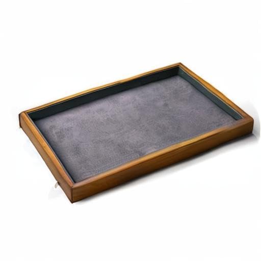 Wood Flat Jewelry Tray Stackable Jewelry Drawer Organizer Showcase Jewelry Holder (Grey flat tray)