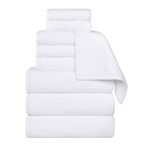 Playa Zero Twist Cotton Medium Weight Towels (9 Piece Towel Set / White)