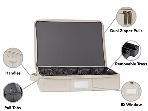 Flatware Storage Box with Removable Trays (Beige Heather / 15W x 11D x 3H)