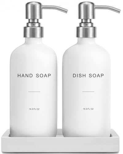 White Soap Dispenser for Kitchen Sink (Hd Silver Pump & White Bottle)
