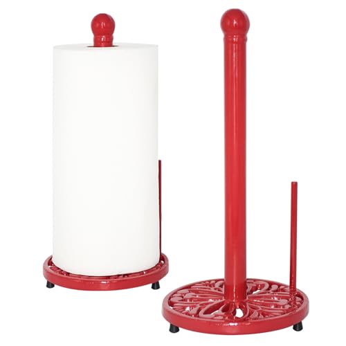 Cast Iron Paper Towel Holder (Red Mistletoe Base)