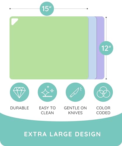 Cutting Board Alternative for Kitchen (Green / Blue / Lilac / 15"L x 12"W)