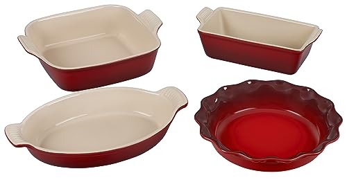 Stoneware 4 PC Heritage Bakeware Set (Cerise)