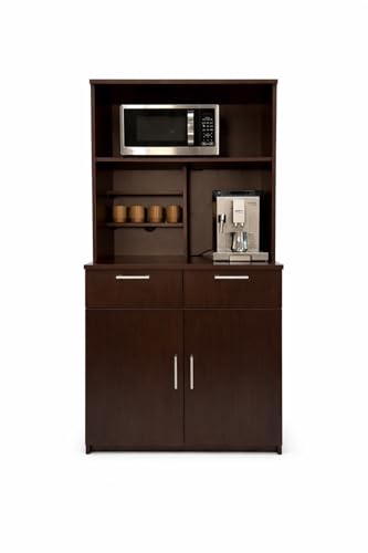 Single Door Microwave Hutch Cabinet for Office Breakroom (36" W – Door + Hutch)