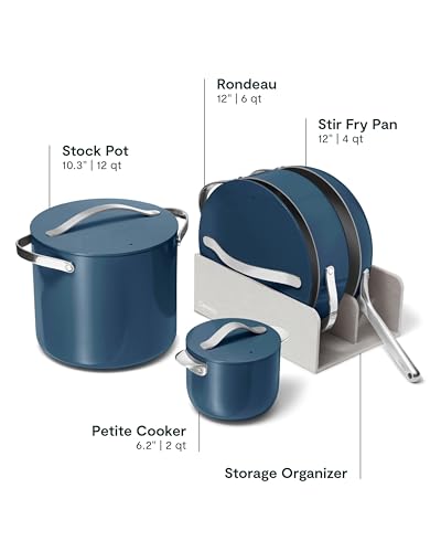 24-Piece Non-Stick Ceramic Cookware Set (Navy / 24pc Set)