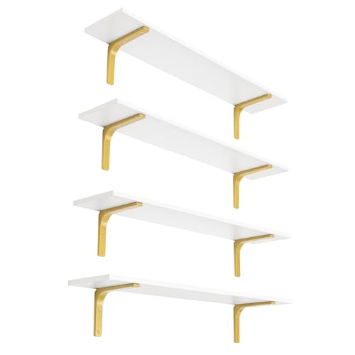 Long Wall Shelves (White and Gold / 31.5 Inch)