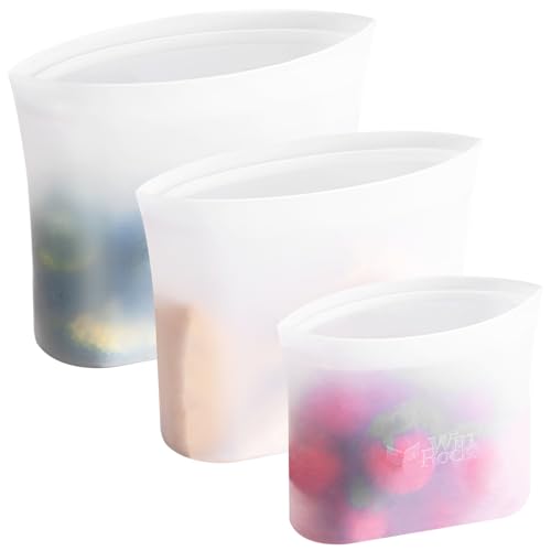 Reusable 100% Silicone Food Storage Bags (3 Size Set)