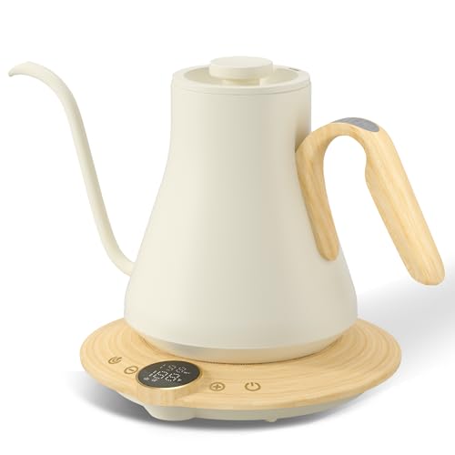 FLOW B9 Gooseneck Electric Kettle ±1°F Temperature Control (White Maple)