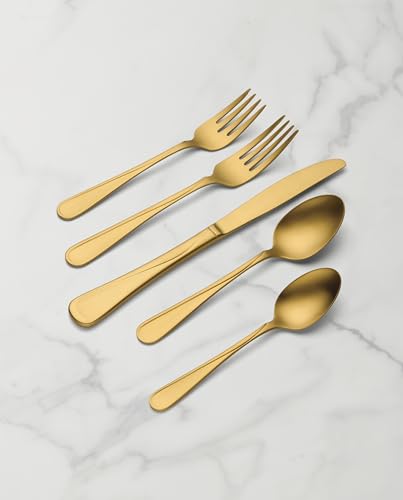 Flight Gold Satin 20 (20-Piece Flatware Set, Gold)