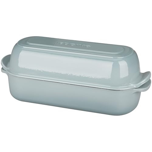 Enameled Cast Iron Loaf Pan with Lid (Seasalt)