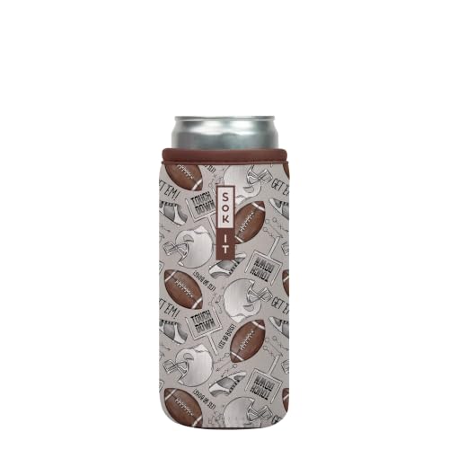 CanSok Sleeve for Beer & Soda Insulated Neoprene Cover (Football / 12oz Slim Can Sleeve)