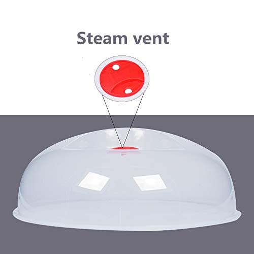Large Microwave Cover for Food Easy Grip Microwave Splatter Cover Guard Lid with Steam Vent and BPA Free & 11.5 Inch (Red)