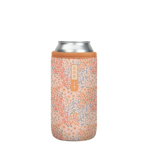 CanSok Sleeve for Beer & Soda Insulated Neoprene Cover (Dainty Florals / 16oz Can Sleeve)