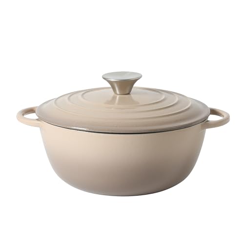Addlestone 2.65 Qt Enameled Cast Iron Dutch Oven Pot with Lid (2.65-Quart / Gradient Taupe)
