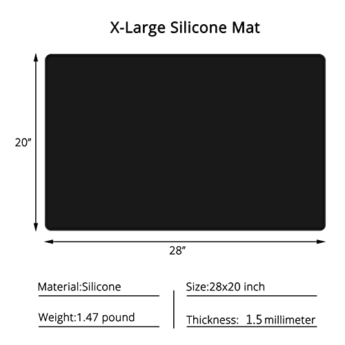 Silicone Mats for Countertop (XL-28" x 20"x 0.06" / Black)