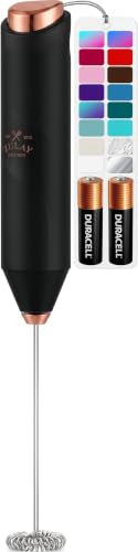 Powerful Milk Frother AA Batteries Included (Perfect Black Copper / Compact Frother + Batteries)