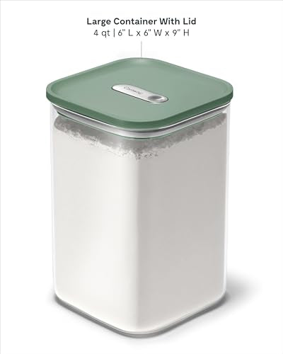 4 qt Glass Airtight Food Storage Container with Lid (Sage / 4qt Container)