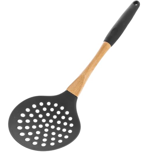 1pc Grey Nylon Skimmer Spoon with Soft Grip Ergonomic Wooden Handle Kitchen Utensils (Gray / Skimmer Spoon)