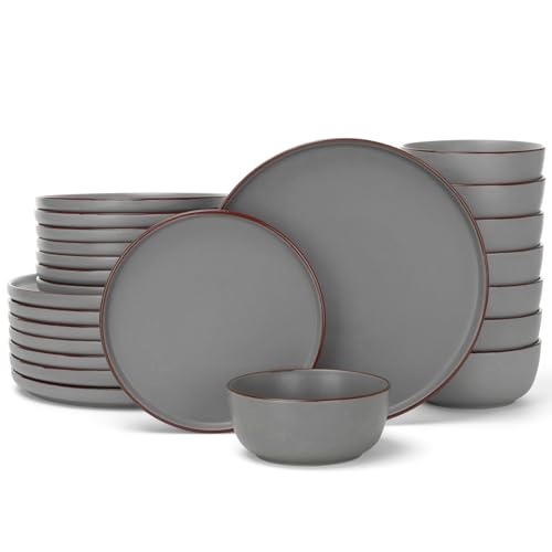 Mercury 24 Piece Stoneware Dinnerware Set (Dark Gray / Service for 8 (Standard Dinner Set))