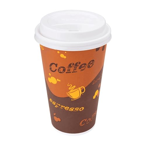 16 oz Paper Hot Coffee Cups [1000 ct] Disposable (16 OZ / Café Theme)