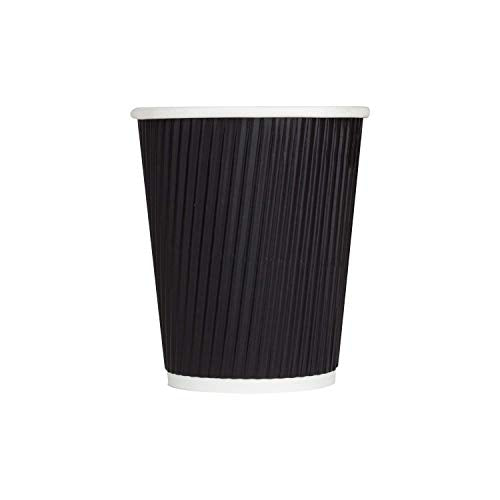 8 oz Ripple Insulated Coffee Cup [500 Count] Black Disposable Paper Hot Cup (8 OZ / Black)