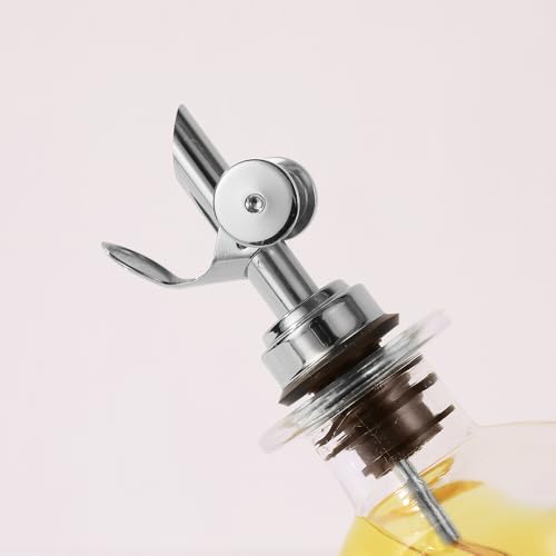 Oil and Vinegar Dispenser with Metal Pour Spout (500ml, Set of 2 Bottles / Silver)